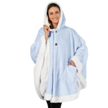 PAVILIA Sherpa Fleece Wearable Blanket for Adult Women  Cozy Plush Blanket Poncho Cape with Hood  Super Soft Shawl  Angel Wrap Throw for Office