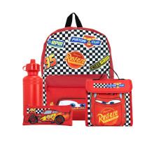 Zestaw plecakw Disney Cars 4-czesciowy | Plecak Zygzak McQueen Pirnik Butelka wody i torba na drugie sniadanie | Plecaki dla dzieci do szkoly i na