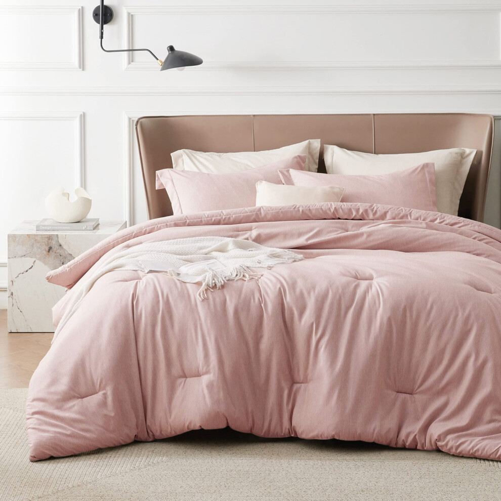 Bedsure King Comforter Set Kids - Pink King Size Comforter Soft Bedding for All Seasons Cationic Dyed Bedding Set 3 Pieces 1 Comforter (104""x90""
