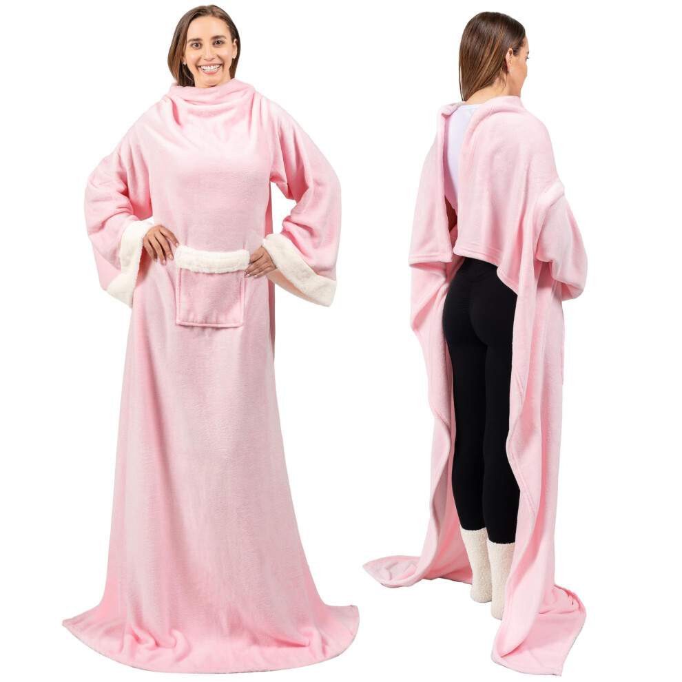 Coperta In Pile Pavilia Con Maniche Per Donne, Uomini E Adulti, Indossabile, Calda E Morbida, Con Tasca E Maniche, Ideale Per La Tv, Idea Regalo