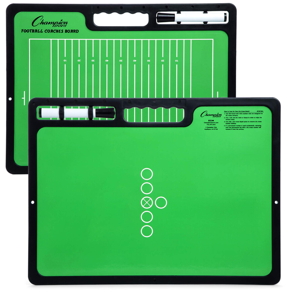 Champion Sports XL Dry Erase Board for Coaching Football - Whiteboards for Strategizing  Techniques  Plays - 2-Sided Game Boards with Handle - Front S