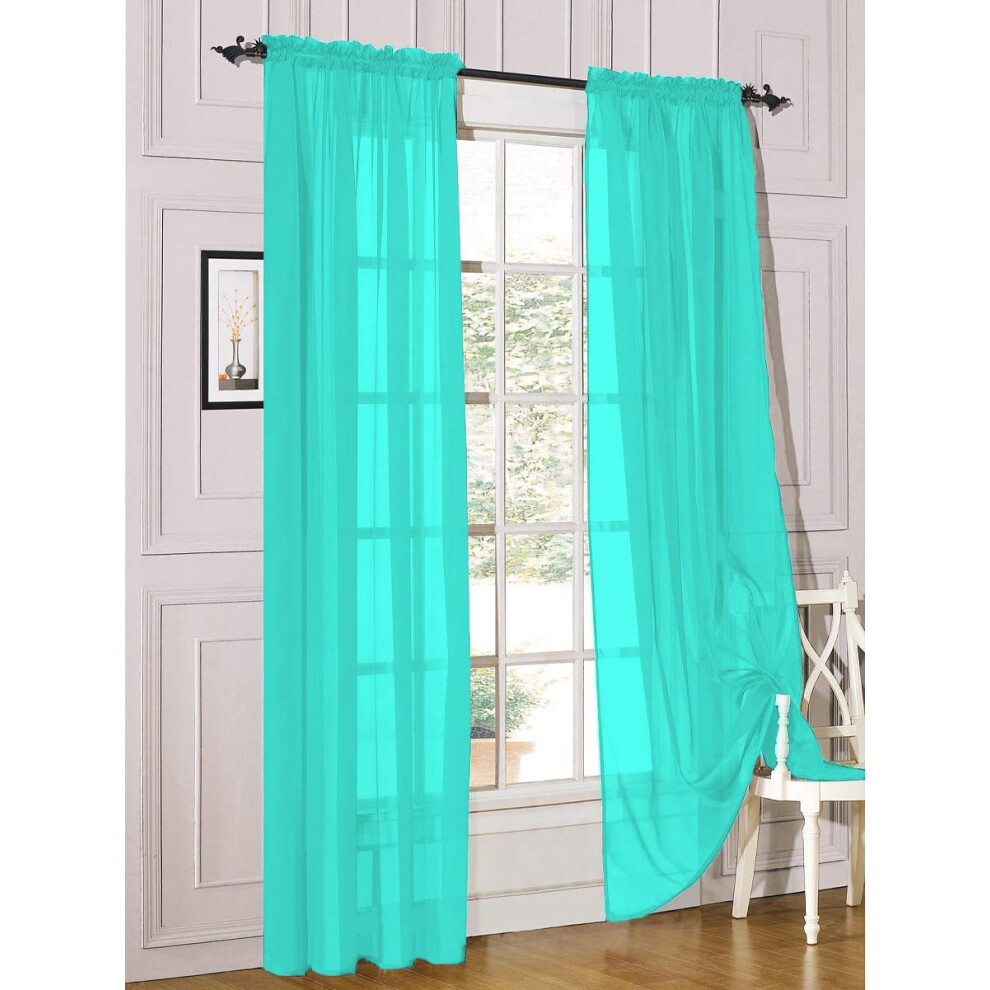 Rideau De FenêTre Decotex En Voile Transparent Filtrant La LumièRe, 2 PièCes, Disponible Dans Une VariéTé De Tailles Et De Couleurs (137 X 274 Cm-image
