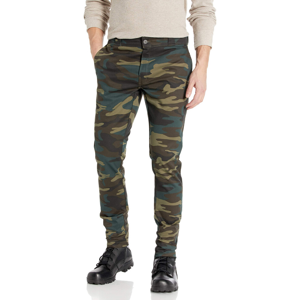 Dickies Men's Skinny Straight Fit Work Pant Hunter Green Camo V1 38W X 32L