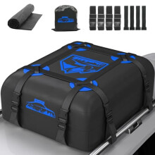 Rymopuey Roof Bag 15 Cubic/425 L, Waterproof Car Roof Bag No Rack Needed, Roof Box with Anti-Slip Mat and 6 Heavy-Duty Straps, Folding Soft Car Roof