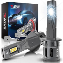 KATUR H1 LED Headlight Bulbs, 80W 16000LM 6000K Xenon White Wireless H1 Headlight Car Conversion Kit Halogen Replacement Bulb 1:1 Mini Size Plug and