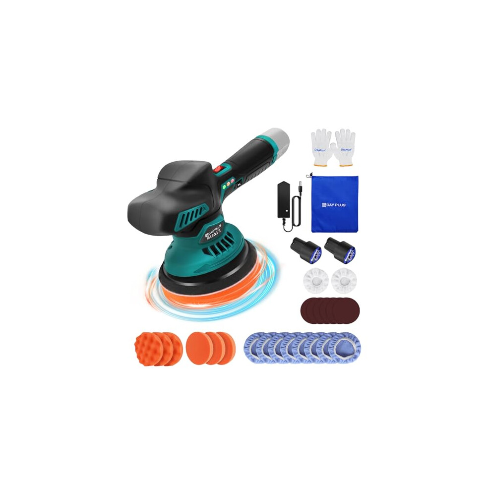 Car Polisher Buffer Machine Cordless Polisher Electric Polisher Kit With 2Pcs 12V 2.0Ah Battery, 2800-5500 Rpm, 6 Variable Speed, 125Mm Base For Car 4051327911032