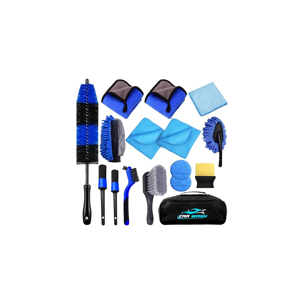 Clsk9 Car Cleaning Kit 16Pcs, Car Washing Kit With Cleaning Products, 36Cm Long Wheel Brush, Interior Car Detailing Brushes With Car Wash Mitt, 600G 7784619001421
