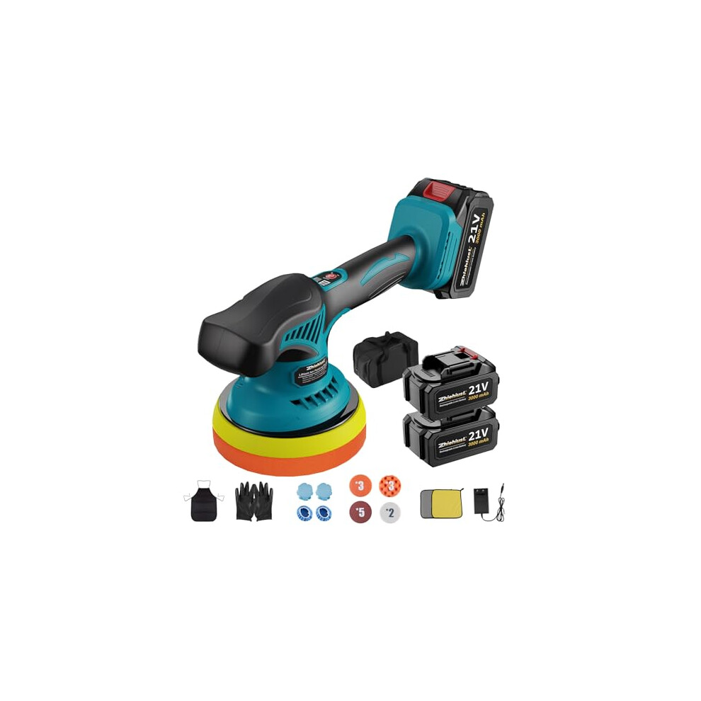 Zhiehiusl Cordless Car Buffer Polisher, Car Buffers And Polishers Kit With 2X21v 3.0Ah Batteries, 8 Variable Speeds To 6000 Rpm, 6In Cordless Polishe 5465055533524