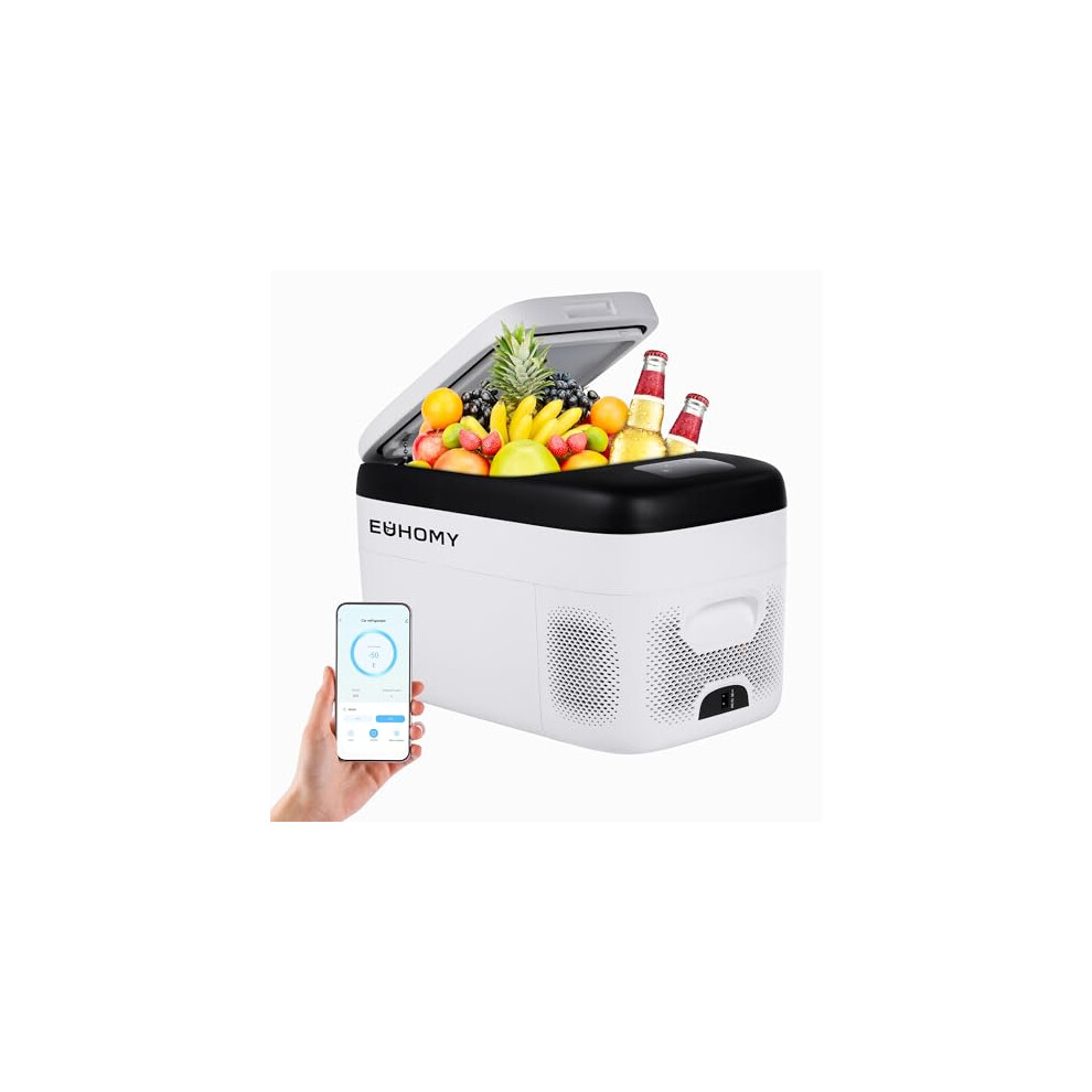 EUHOMY 25L Camping Fridge Freezer with APP Control, 12V/240V Dual Voltage, -20 to 20 Ultra-Quiet Compressor Car Fridge for Travel, Outdoor Adventur