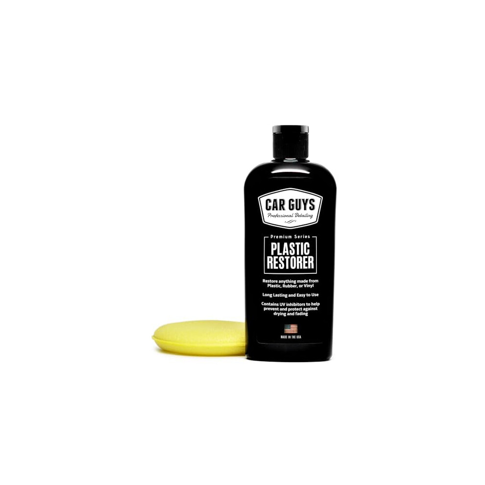 CAR GUYS Plastic Restorer | Bring Plastic, Rubber, and Vinyl Back to Life! | User Friendly Trim Restorer | Safe Auto Detailing Supplies | 8 Oz Kit wi