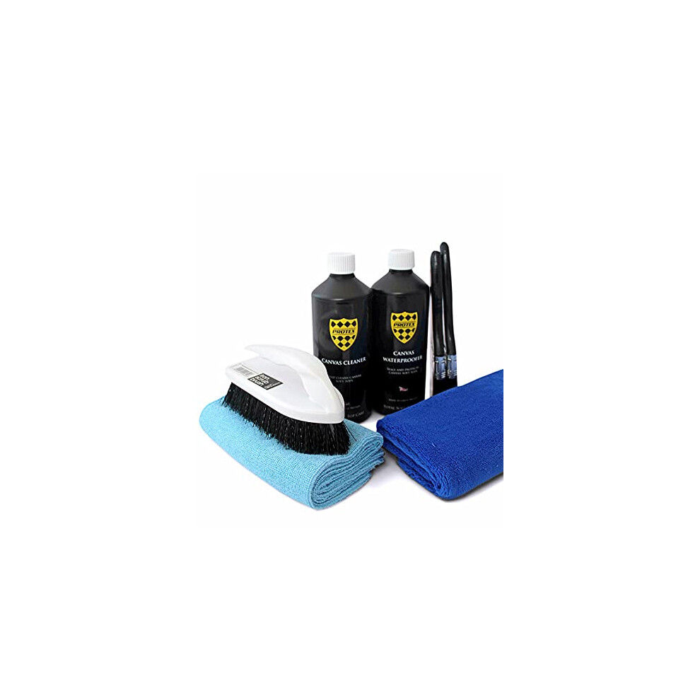 Protex Convertible Soft Top Care Kit With Canvas Cleaner & Waterproofer - 500Ml, Giant Microfibre Towel, Brushes And Microfibre Clothes - Complete Ki 9408312922606