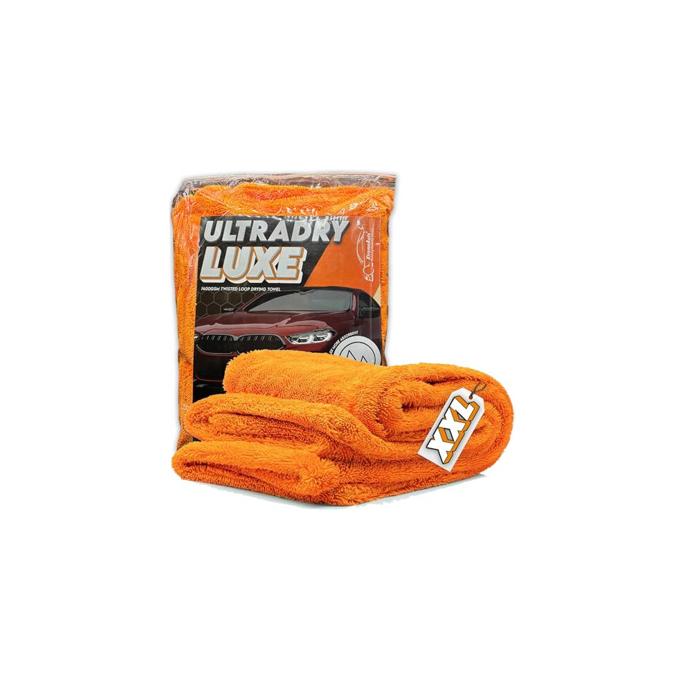 Xtremeauto Orange Mega Car Drying Towel - Twisted Loop Extra Large Microfiber 1400Gsm 90X60cm, Bright Super Absorbent For Car Detailing, Streak Free