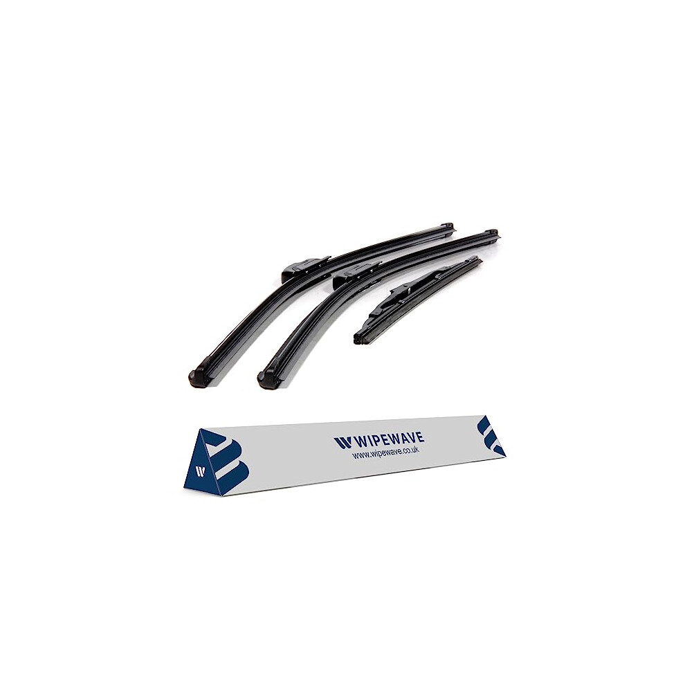 WipeWave Windscreen Wiper Blades for Nissan Qashqai 2014-2021 SUV, 26" 17" 12" FRONT & REAR U-Hook, Rear Special Enhanced Clarity, Quick Installation
