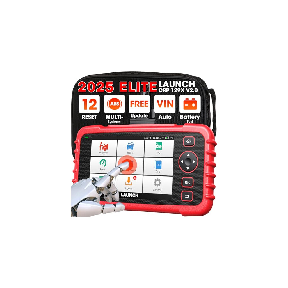 LAUNCH CRP129X V2.0 OBD2 Scanner, ABS SRS Transmission Engine Diagnostic Tool with 12 Service Functions, Lifetime Free Update, Auto VIN, Battery Test