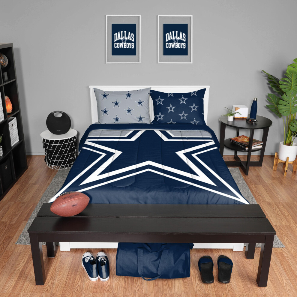 Copripiumino Foco Dallas Cowboys Nfl Team Bed In A Bag, Set Completo Da 3 Pezzi-image