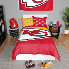 FOCO Kansas City Chiefs NFL Team Color Bed In a Bag Comforter Bedding 3 Piece Twin Set