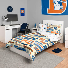 FOCO Denver Broncos NFL Retro Bed in a Bag Comforter Bedding 5 Piece Twin Set