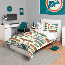 5-dielna s prava postelnej bielizne FOCO Miami Dolphins NFL Retro Bed in a Bag pre dvoch