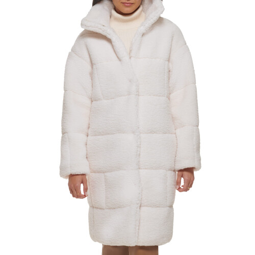 Levi's Abrigo Larga de Patchwork de Sherpa de Levi's para Mujer, Crema, Grande 2