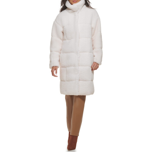 Levi's Abrigo Larga de Patchwork de Sherpa de Levi's para Mujer, Crema, Grande 1