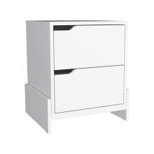 TUHOME Luss Nightstand Bedside Table with 2-Drawers -White -Bedroom