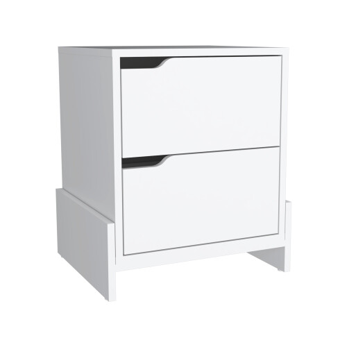 Mesa de cabeceira TUHOME Luss com 2 gavetas -Branco -Quarto