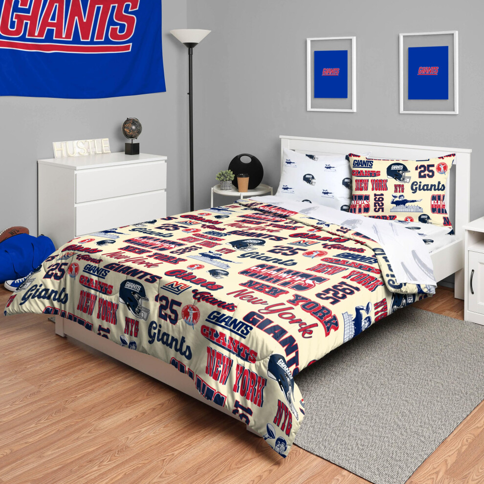 Parure de lit 5 pi   ces avec housse de couette r   tro NFL des Giants de New York