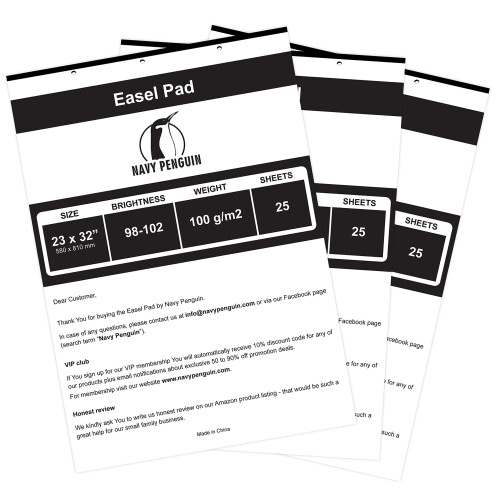 Easel Pad 23x32" - 3 Pack (75 vellen) - Flipchart Papier, 25 vellen/pack, Wit