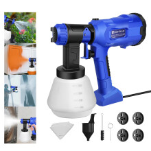 800W HVLP Paint Sprayer Electric 18V Corded Spray Gun with Adjustable Flow (1200ml/min), 4 Nozzles for Walls, Fence, Furniture, Chalk Latex Paint
