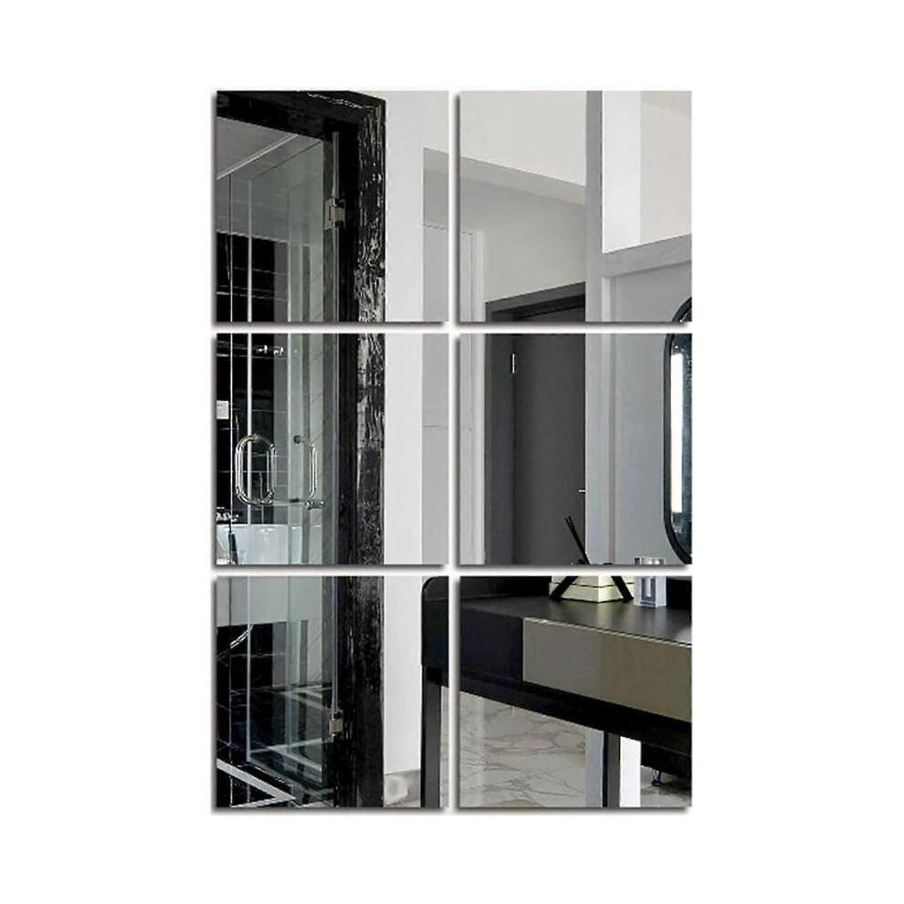 6 Pice Miroir Mural Autocollant Carr Miroirs Adhsifs Carrs Miroir Acrylique Adhsif Amovible Arg