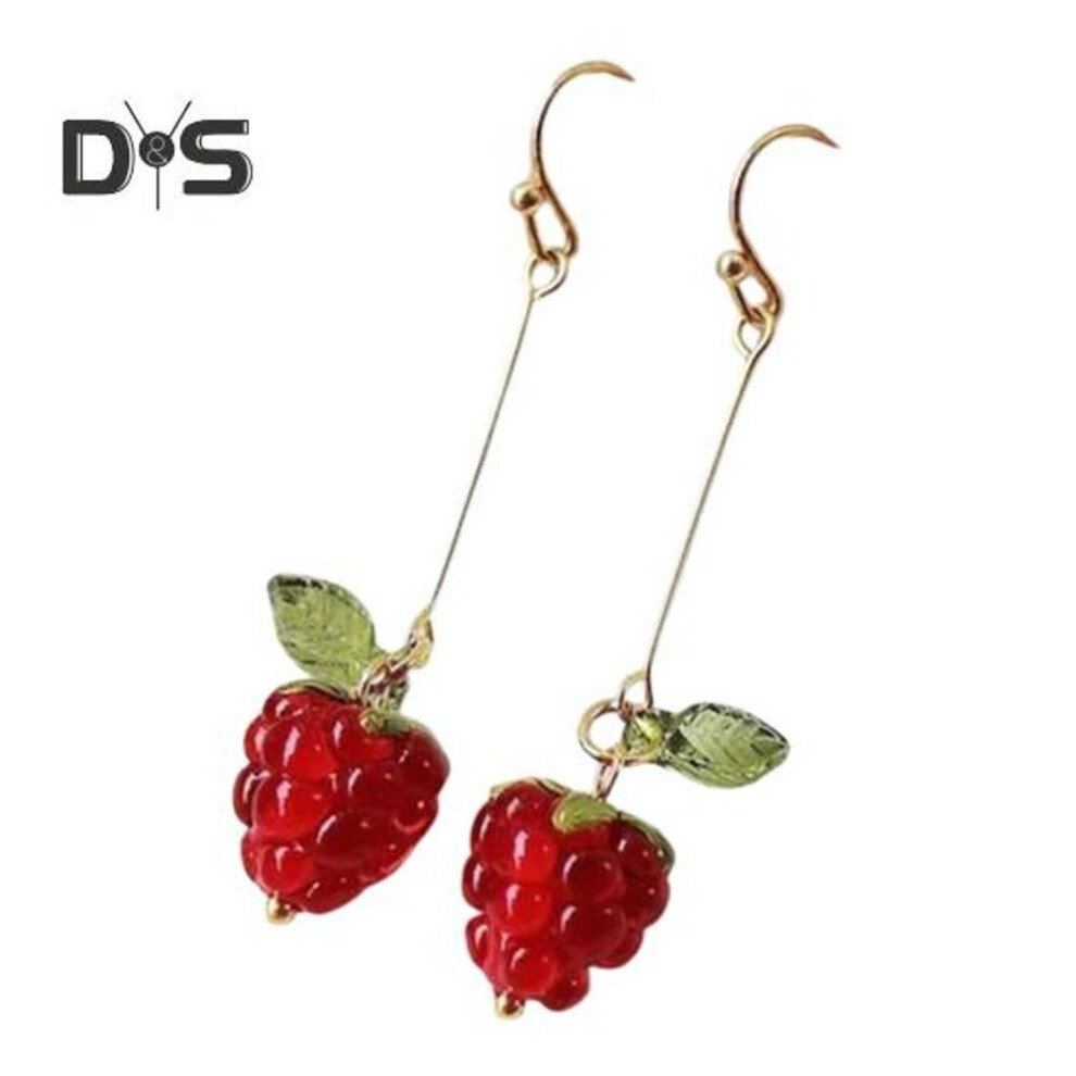 (as the picture, C) 1 Pair Women Earrings Raspberry Artificial Crystal Tassel Hanging Earrings Fruit Hook Earrings Prom Party Dating Ear Jewelry