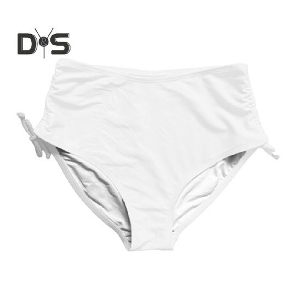 (M, white) Women Swim Shorts V Cut Drawstring Bikini Swimsuit Bottom Adjustable Ruched Side Boyshorts Bathing Suit Board Shorts