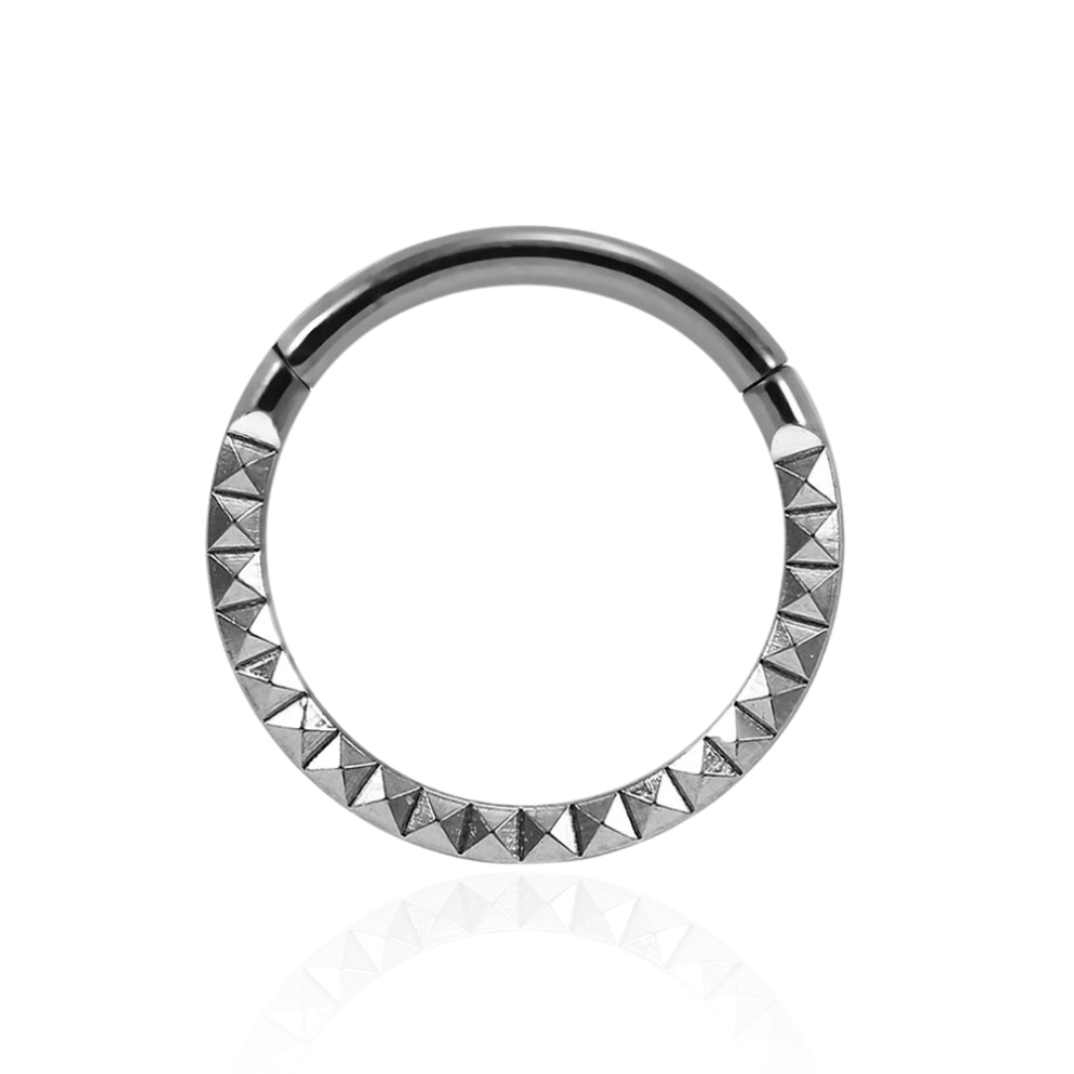 (Rose Gold, 10mm) 316L Surgical Steel Pyramid Laser Cut Hinged Segment Clicker Ring-image-OPC-PHDCXJX-NEW