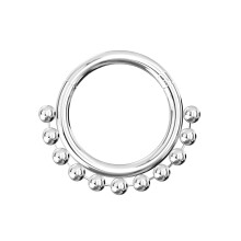 (Silver, 10mm) 925 Sterling Silver Bead Ball Hinged Segment Clicker Ring