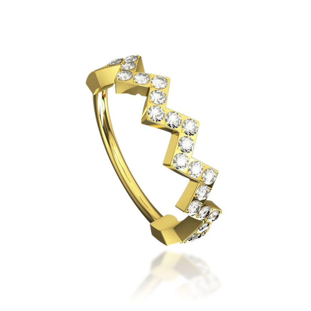 (Silver, 8mm) 316L Surgical Steel CZ Jewelled Zig Zag Hinged Segment Clicker-image-OPC-PHDCYZV-NEW