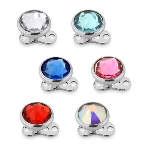 (Red) Rhinestone Jewelled Dermal Anchor 2