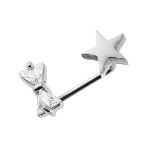 Crystal Tie Bow with Star Surface Dermal Anchor
