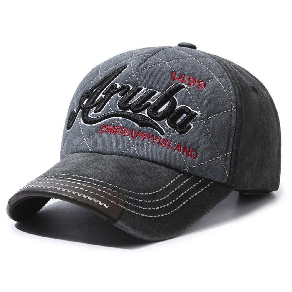 (black,grey, 56cm-60cm) New Unisex Retro Style Baseball Cap Letter Embroidery Cotton Cap Men Women Fashion Outdoor Fishing Dad Hats