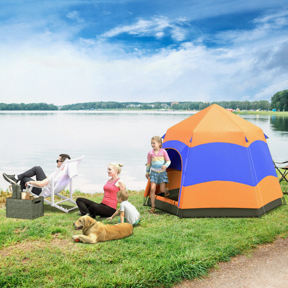 Outsunny 4 Person Camping Tent Festival Hiking Shelter, Orange