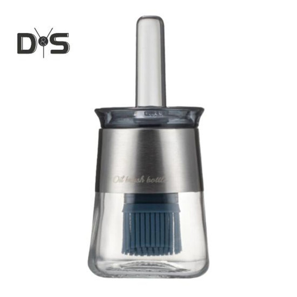 (blue) 270ML Oil Dispenser Bottle with Silicone Brush Oil Control Stay Healthy Glass Oil Container for Kitchen Cooking BBQ
