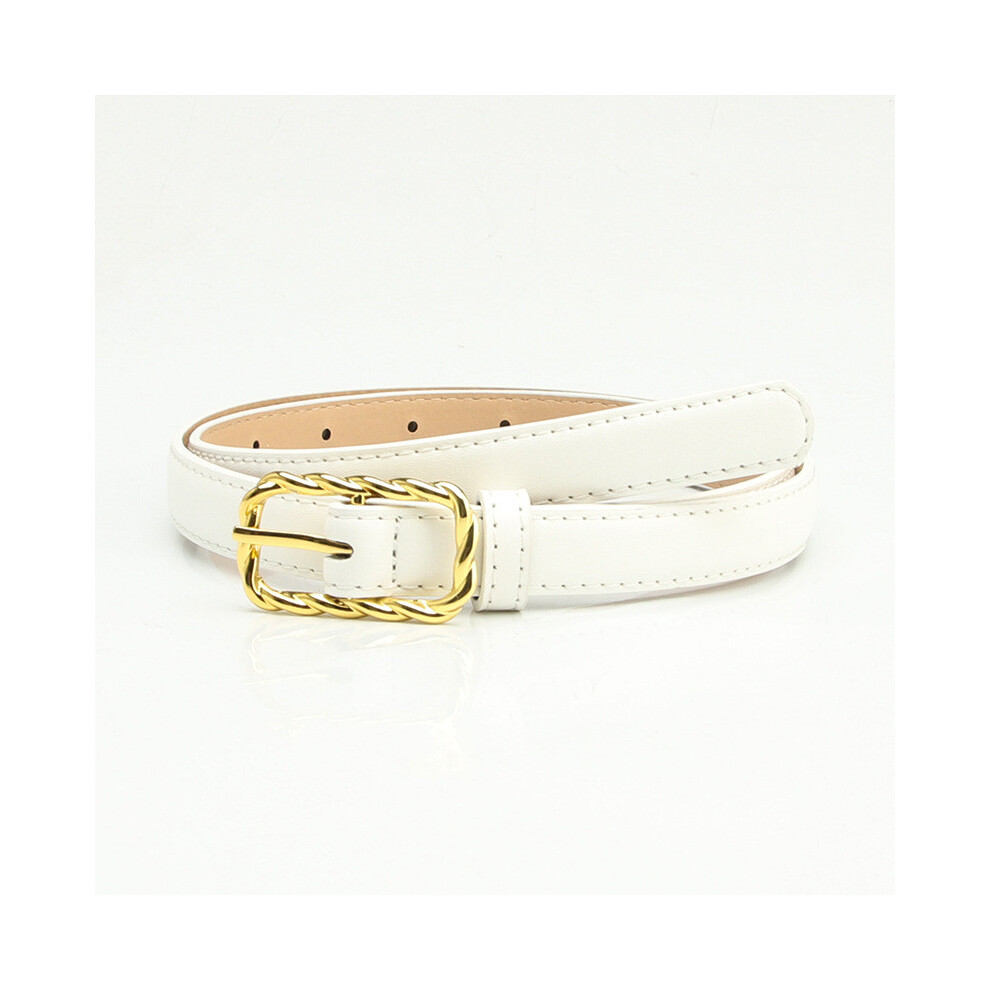 (White)Ceinture en cuir PU pour femme boucle alliage veste décorative costume pantalon taille ceinture