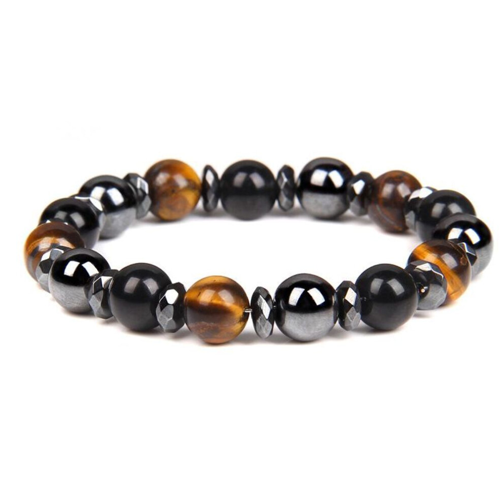 (as the picture, 10mm) Fashion Natural Black Obsidian Magnetic Beaded Bracelet Healthcare Slimming Bracelets Creating Perfect Body Shape