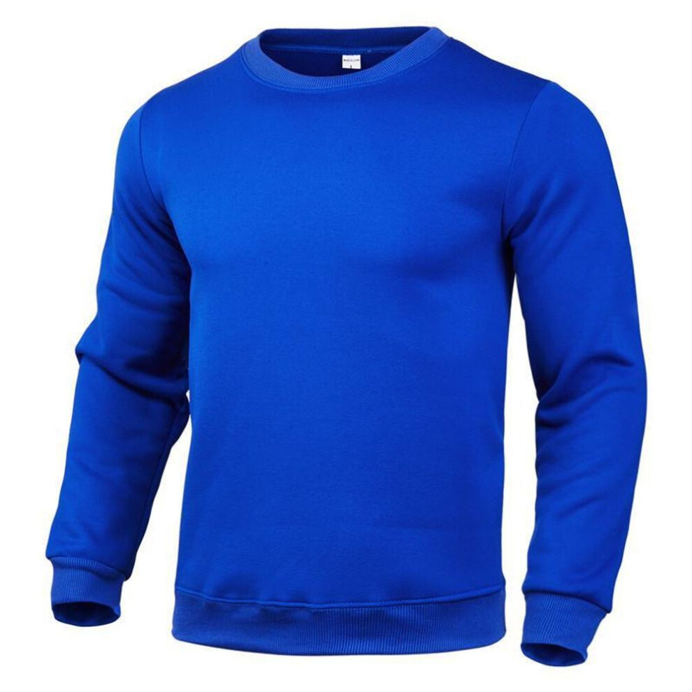 (blue, M) Men's European & American Fashion Round Neck Hoodie - Spring & Autumn Sweatshirt