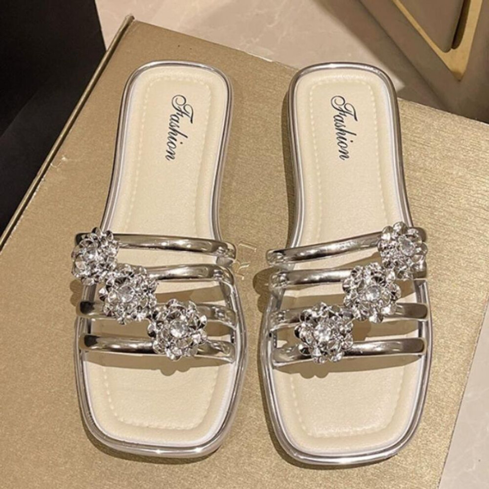 (silver, 39) New Sandals Women's Summer Soft Sole Sandals Women's Beach Slippers