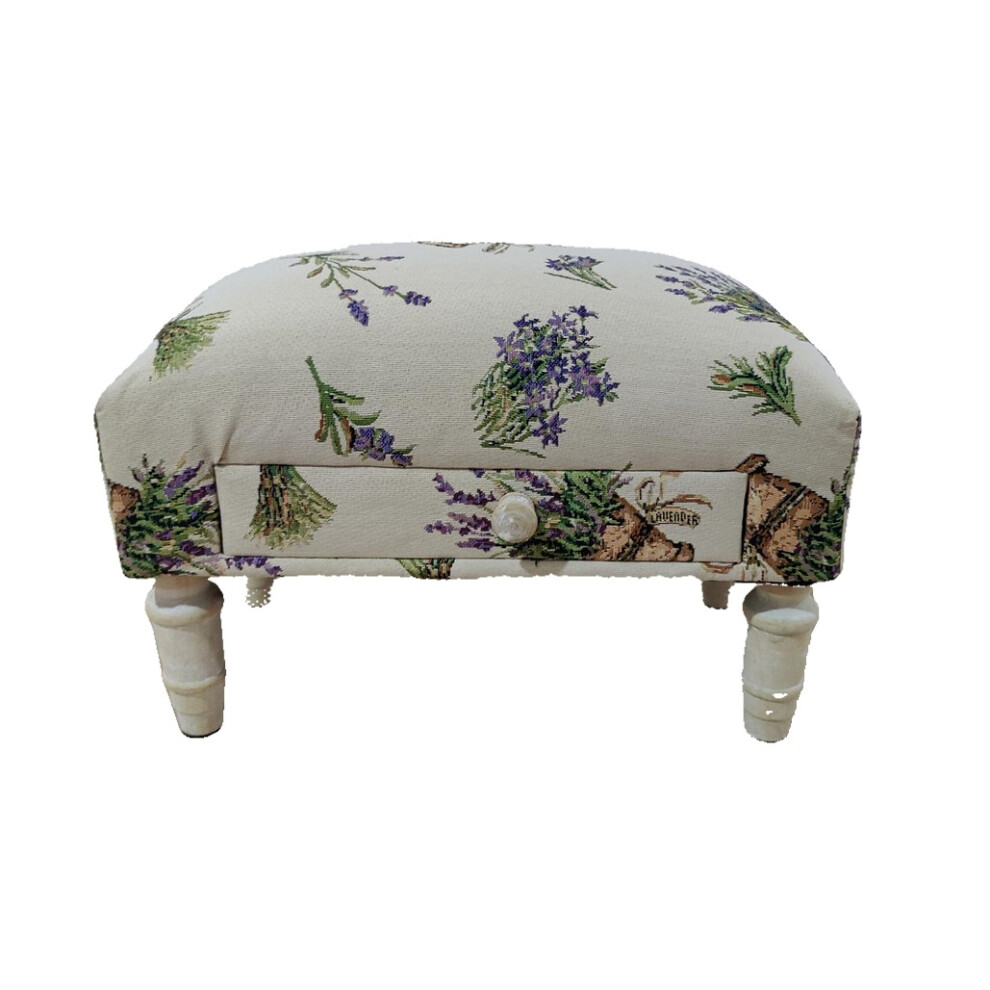 Rectangular Lavender Padded Floral Footstool with Drawer-image-OPC-PHDDGMQ-NEW