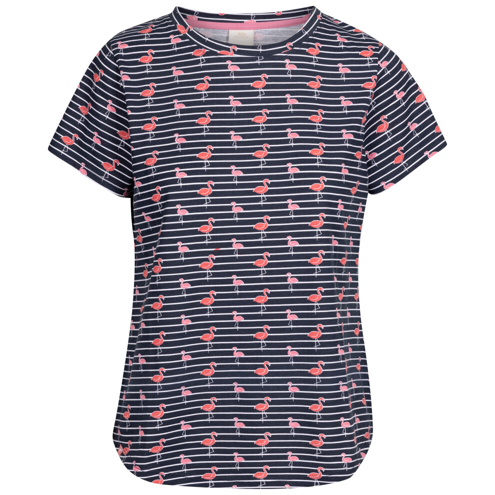 (8, Navy Flamingo Stripe) Trespass Women Casual Short Sleeve Print Top Cara