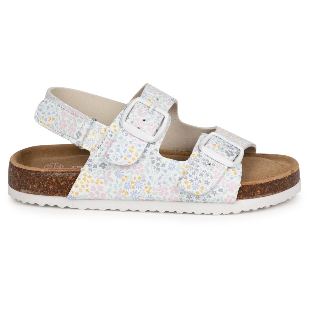 (12, White Floral) Trespass Kids Casual Sandals with Straps Ceres