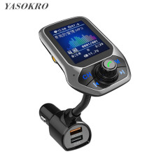 (Nero) Schermo a colori da 1,8 pollici Kit vivavoce per auto compatibile con Bluetooth 3 porte USB Caricabatteria
