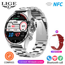 (Argento acciaio) Orologio intelligente GPS con tracciamento Bluetooth, chiamate, NFC, bussola, IP68, impermeabile,