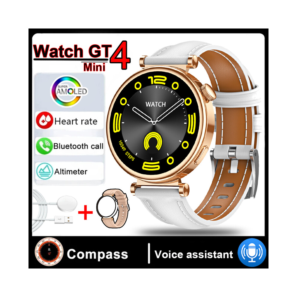 (Watch GT4 - Cintura In Oro) 2025 Nuovo Watch GT4 Mini Smart Watch Per Adulti Da 1,3 Pollici Con Bussola Nfc E
